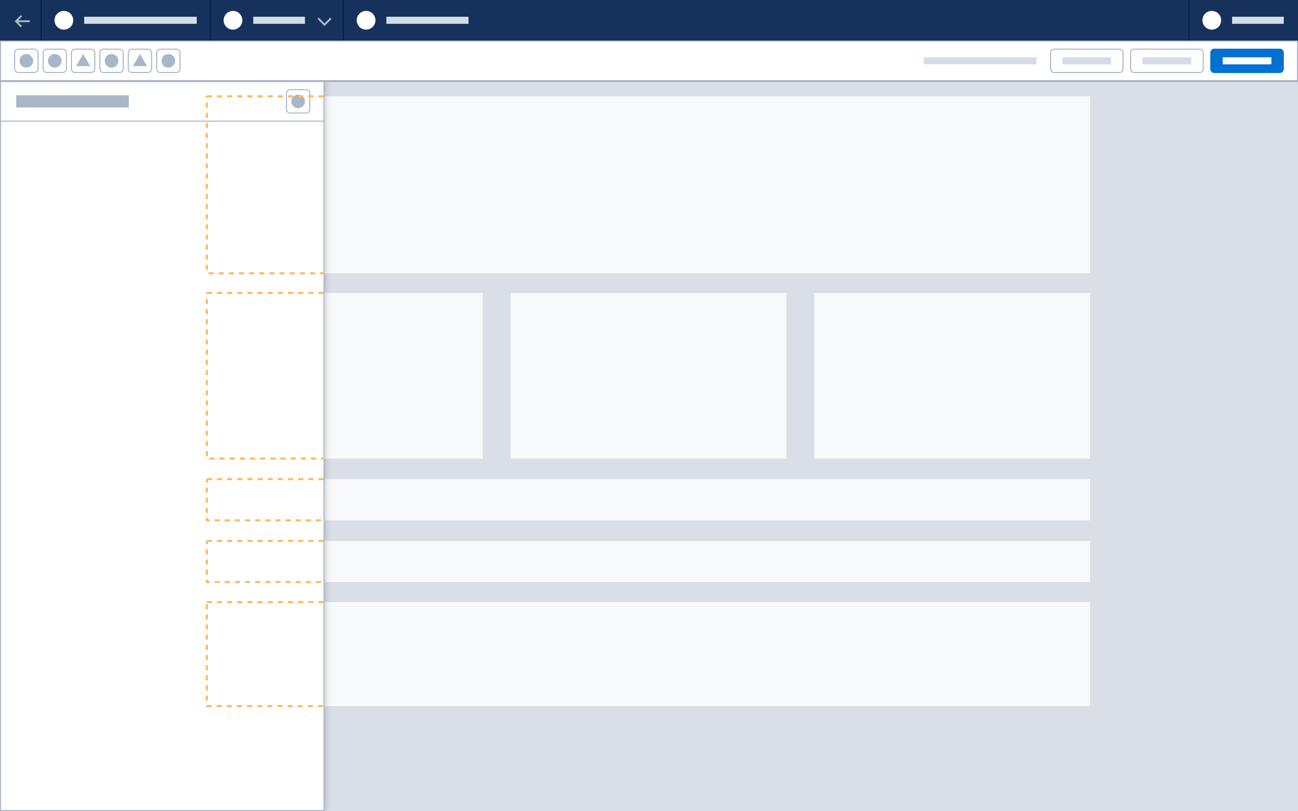 A wireframe showing panel overlay behavior.