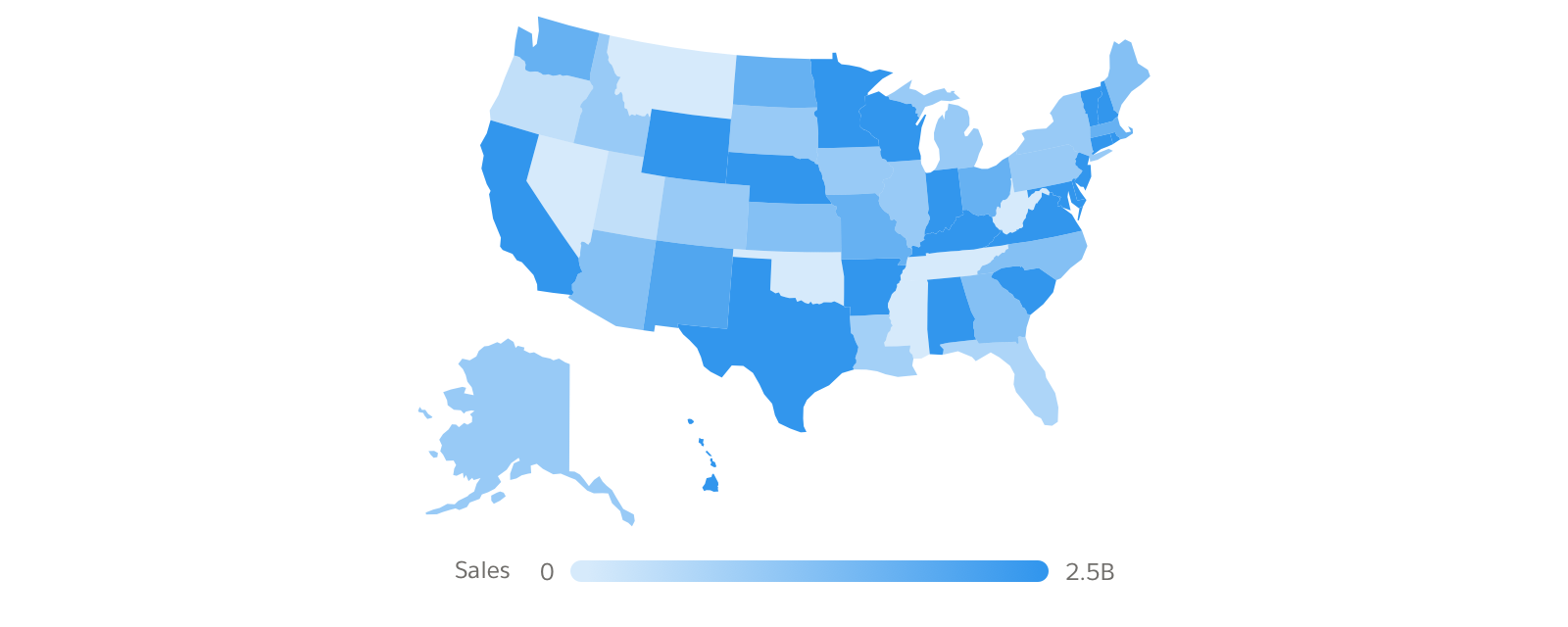 A map of sales by state